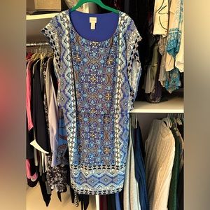 Chico’s Mosaic Blue Sleeveless Dress Size-2